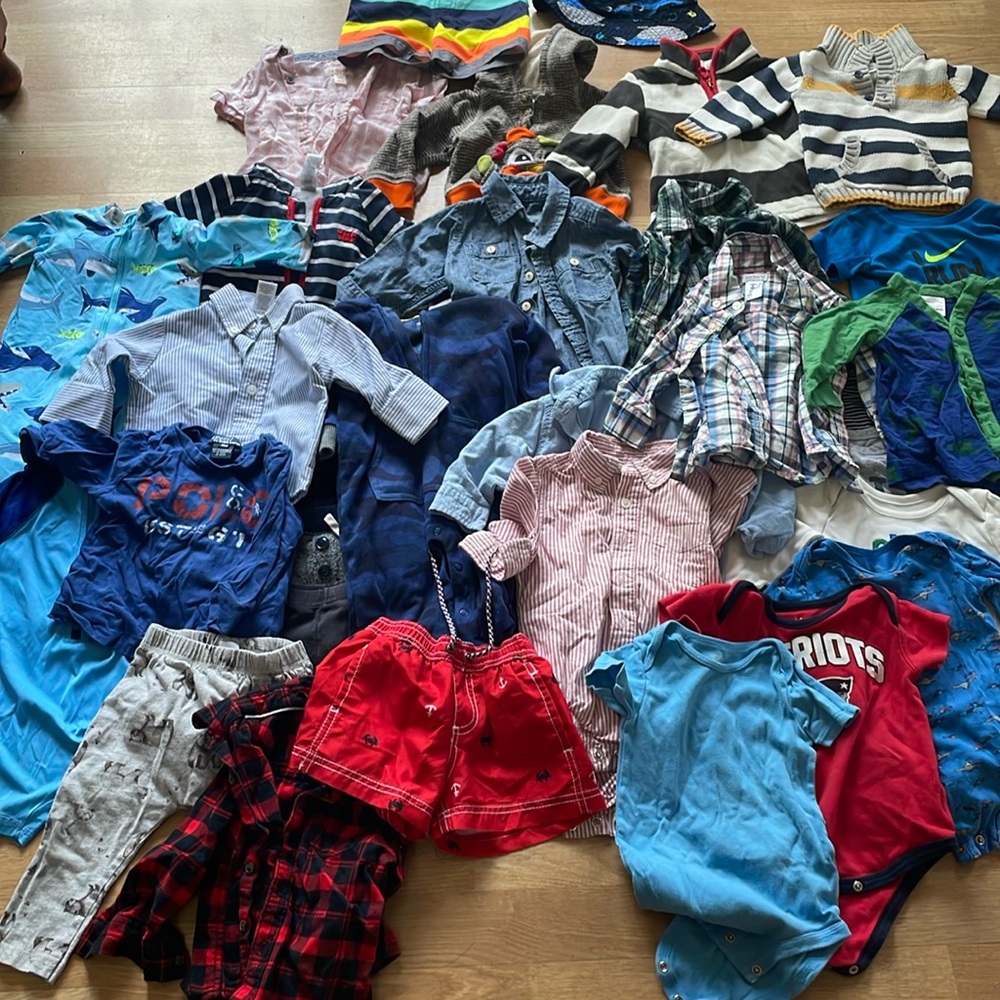 Large Lot Little Boys mostly 6 to 12 months Clothing. Over 30 items